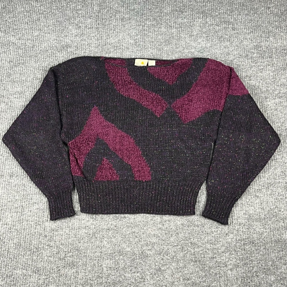 Vtg 80s Liz Claiborne Sweater Womens S Mohair Wool Metallic Whimsigoth Grunge
